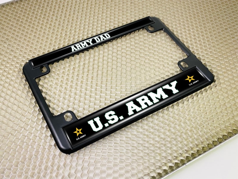 U.S. Army Dad with Star Logo - Motorcycle Metal License Plate Frame